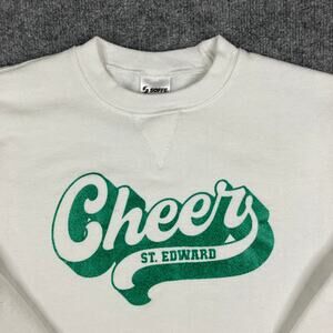 Soffe Sweatshirt Youth L White Cheer St Edward Graphic Crewneck Pullover Vintage
